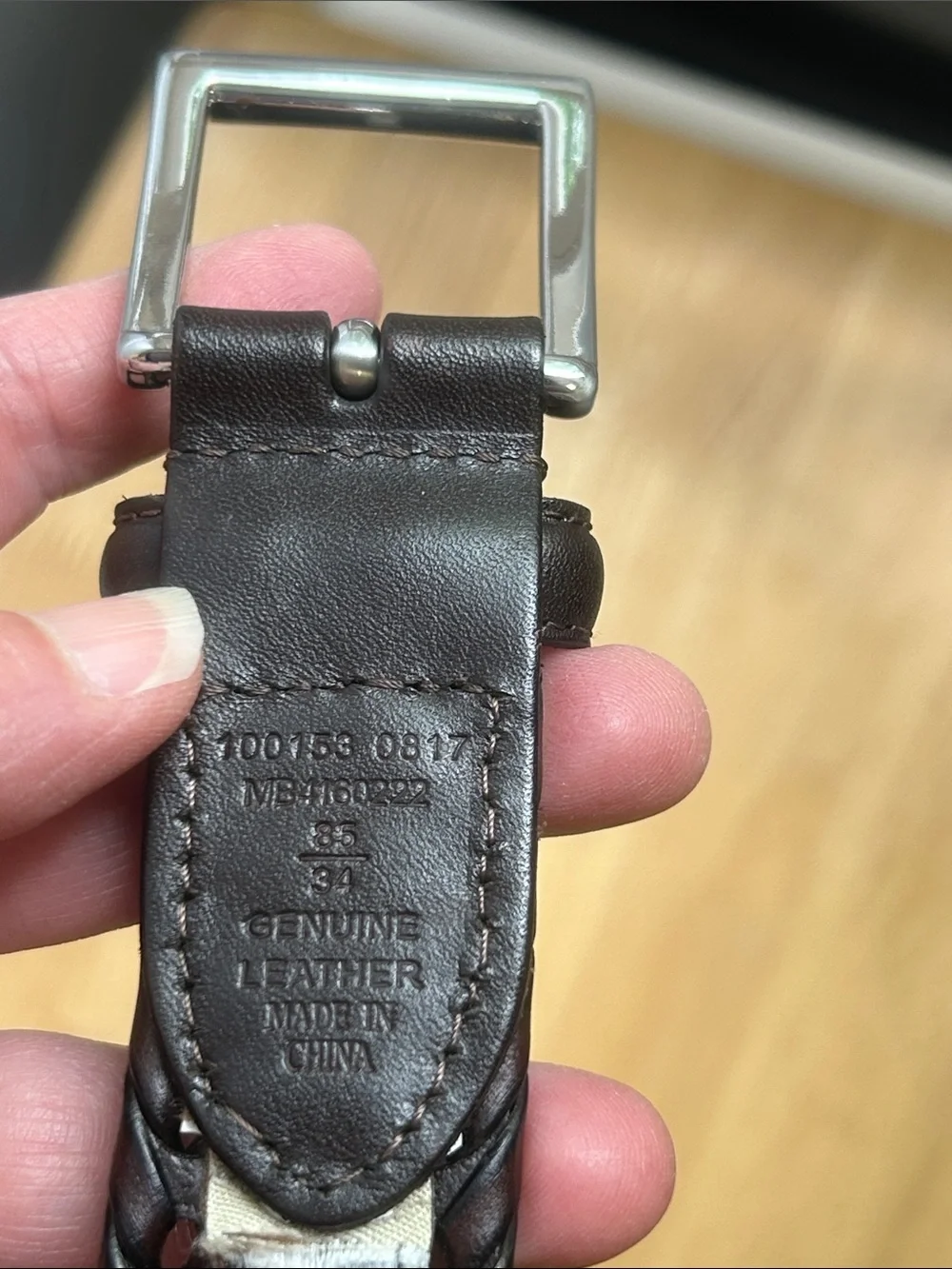 Like New Fossil Myles Brown Braided Leather Belt with Silver Buckle 85/34